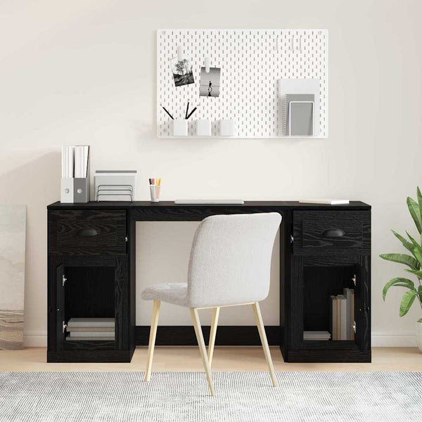 vidaXL Desk with Cabinet with Drawers Black Oak Look