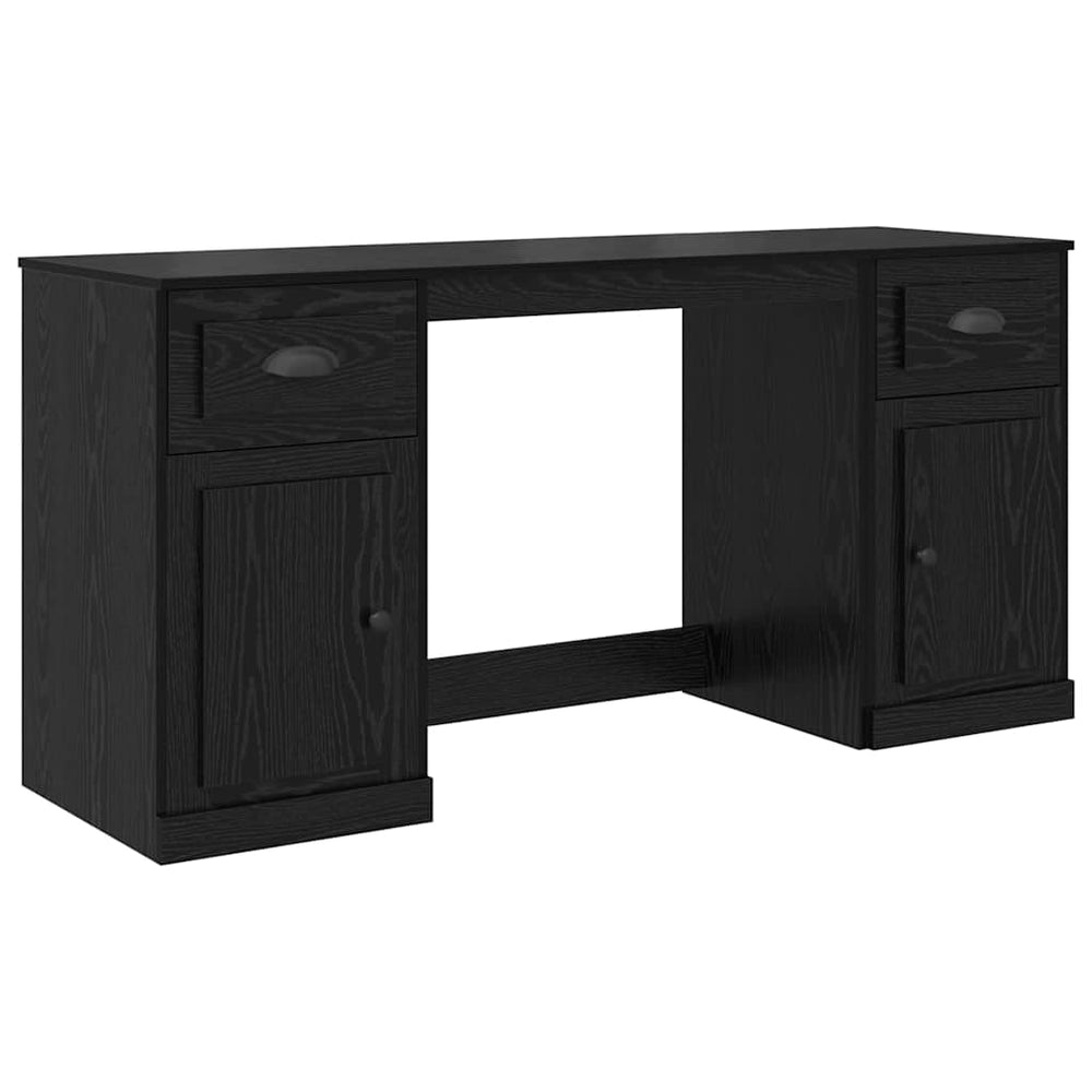 vidaXL Desk with Cabinet with Drawers Black Oak Look