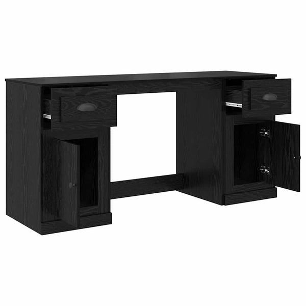 vidaXL Desk with Cabinet with Drawers Black Oak Look