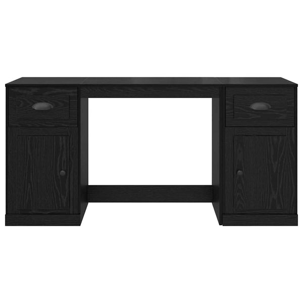 vidaXL Desk with Cabinet with Drawers Black Oak Look