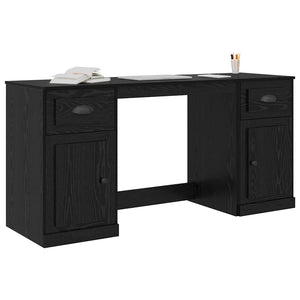 vidaXL Desk with Cabinet with Drawers Black Oak Look