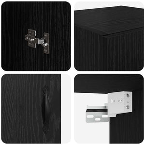 vidaXL Highboard White and Black Oak 69.5 x 34 x 180 cm