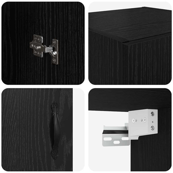 vidaXL Highboard White and Black Oak 69.5 x 34 x 180 cm