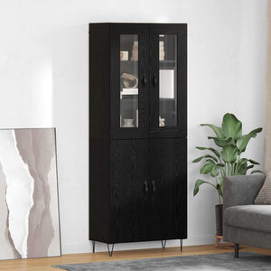 vidaXL Highboard White and Black Oak 69.5 x 34 x 180 cm