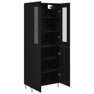 vidaXL Highboard White and Black Oak 69.5 x 34 x 180 cm