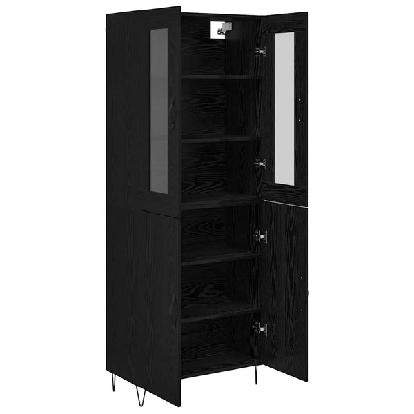 vidaXL Highboard White and Black Oak 69.5 x 34 x 180 cm