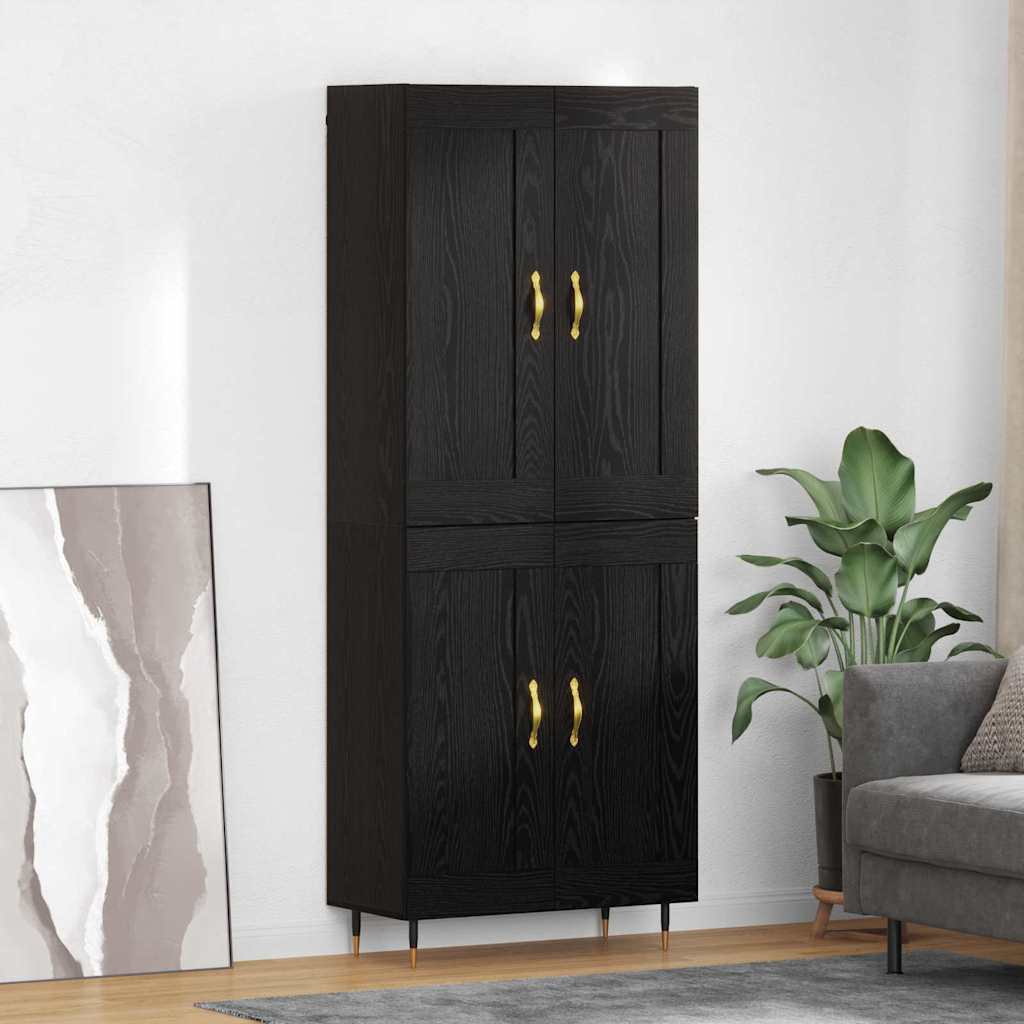 vidaXL Highboard Black Oak Look 69.5 x 34 x 90 cm Engineered Wood