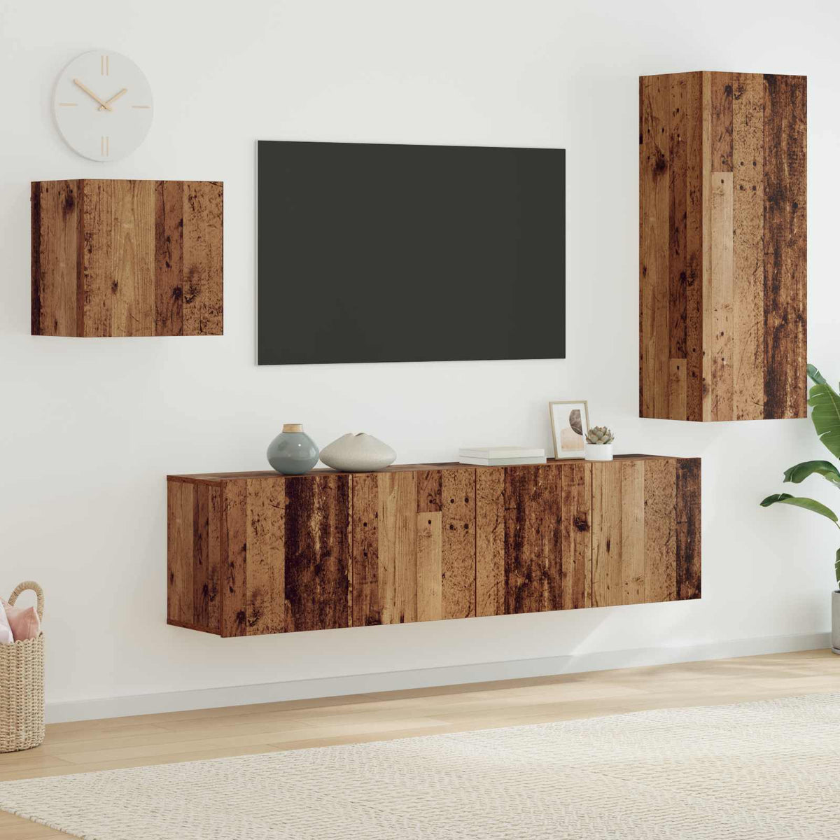 vidaXL TV Cabinets Wall-Mounted 4 pcs Reclaimed Wood Engineered Wood