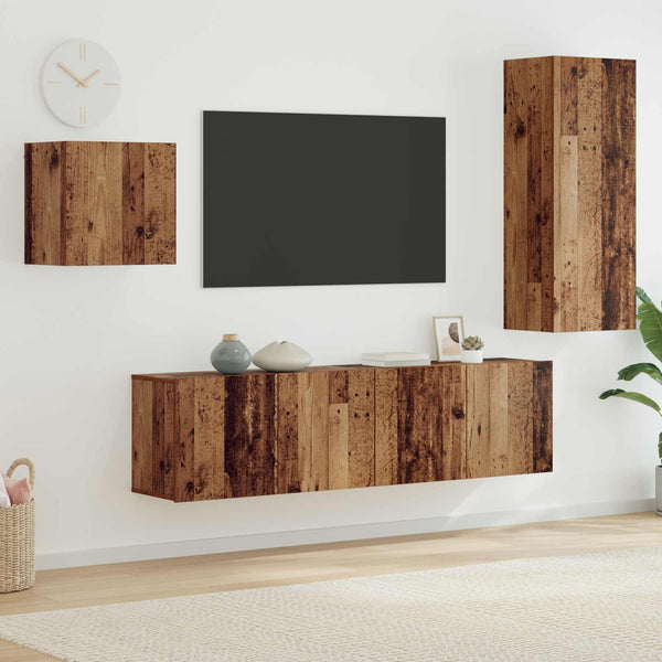 vidaXL TV Cabinets Wall-Mounted 4 pcs Reclaimed Wood Engineered Wood