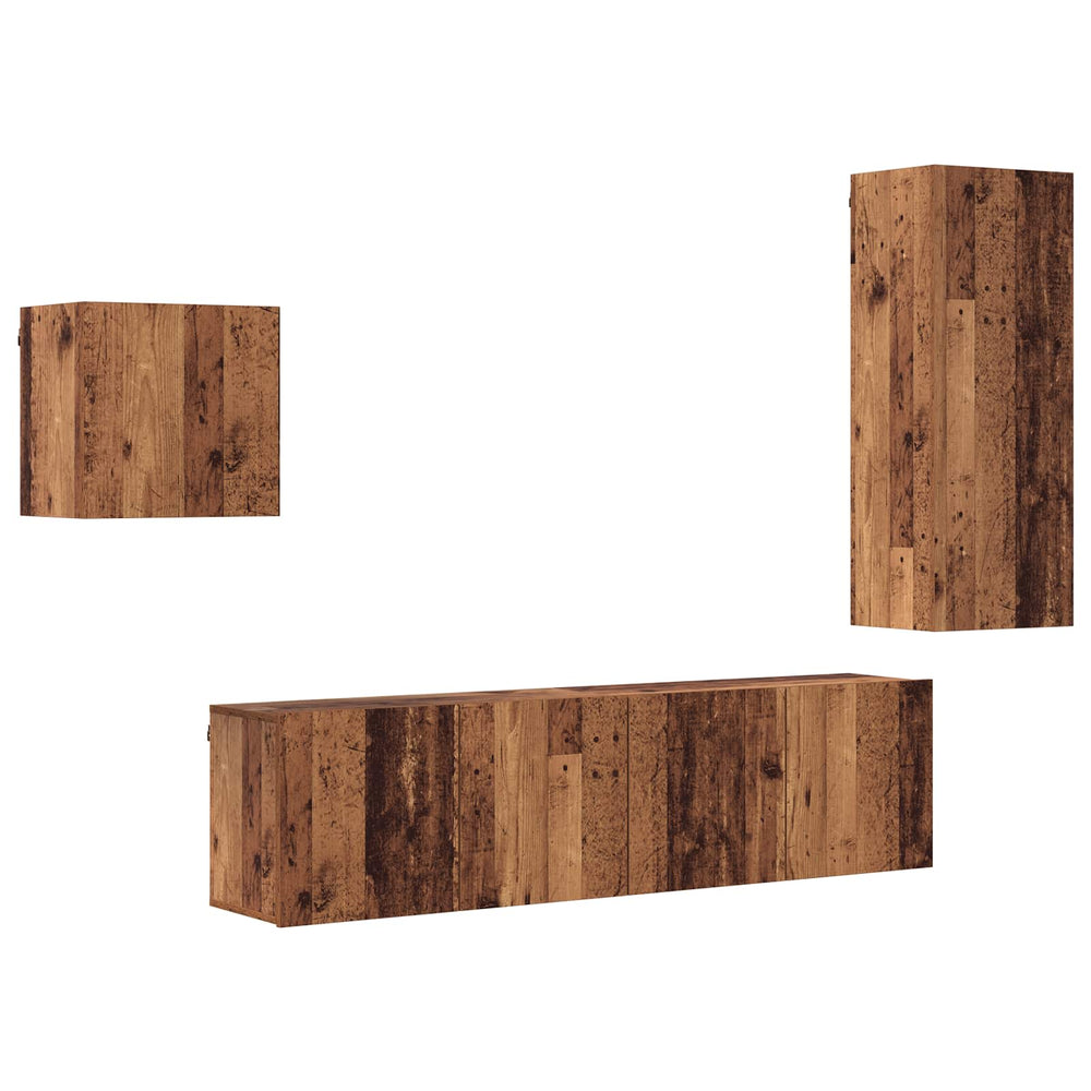 vidaXL TV Cabinets Wall-Mounted 4 pcs Reclaimed Wood Engineered Wood
