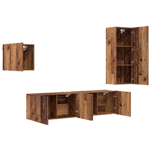 vidaXL TV Cabinets Wall-Mounted 4 pcs Reclaimed Wood Engineered Wood