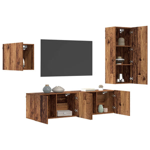 vidaXL TV Cabinets Wall-Mounted 4 pcs Reclaimed Wood Engineered Wood