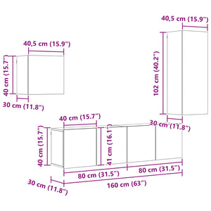 vidaXL TV Cabinets Wall-Mounted 4 pcs Reclaimed Wood Engineered Wood