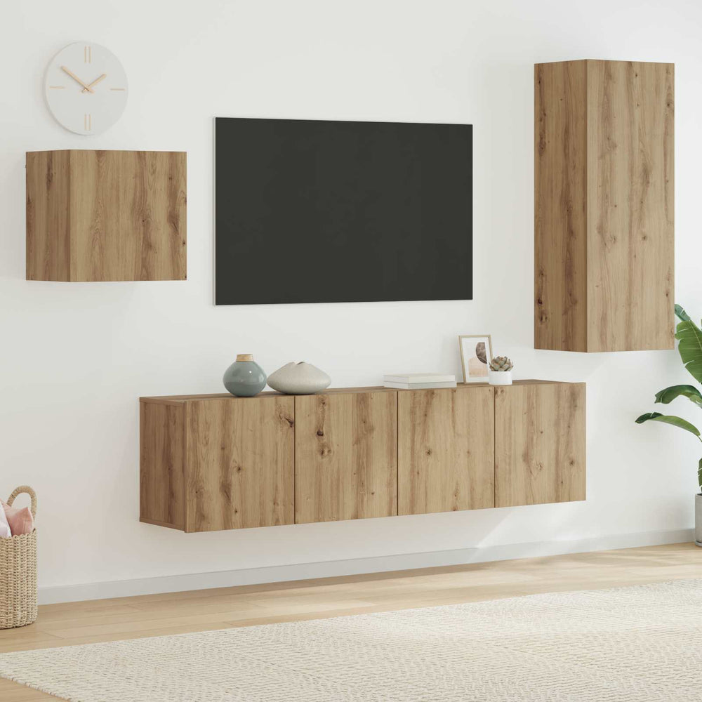 vidaXL Wall-Mounted TV Cabinets 4 pcs Artisan Oak Engineered Wood