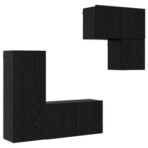 vidaXL TV Cabinets 4 pcs Black Oak Look Engineered Wood