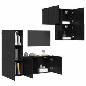 vidaXL TV Cabinets 4 pcs Black Oak Look Engineered Wood