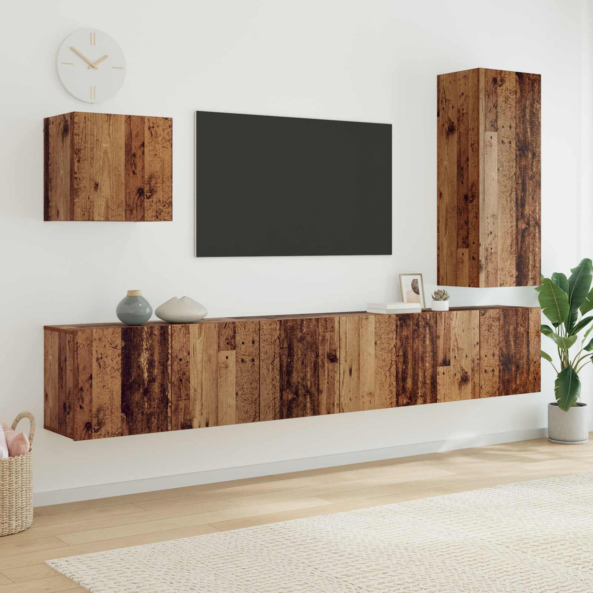 vidaXL TV Wall Unit Wall-Mounted 5 pcs Reclaimed Wood Engineered Wood