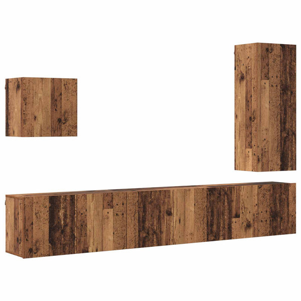 vidaXL TV Wall Unit Wall-Mounted 5 pcs Reclaimed Wood Engineered Wood