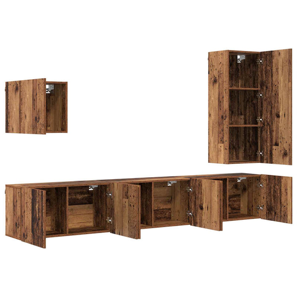 vidaXL TV Wall Unit Wall-Mounted 5 pcs Reclaimed Wood Engineered Wood