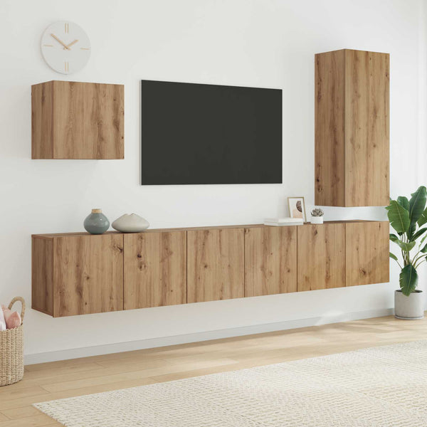 vidaXL TV Wall Units Wall-Mounted 5 pcs Artisan Oak Engineered Wood