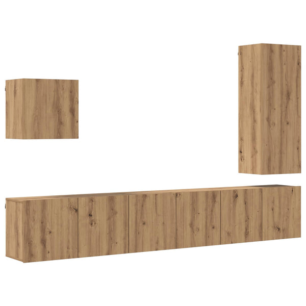 vidaXL TV Wall Units Wall-Mounted 5 pcs Artisan Oak Engineered Wood