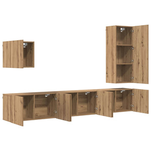 vidaXL TV Wall Units Wall-Mounted 5 pcs Artisan Oak Engineered Wood