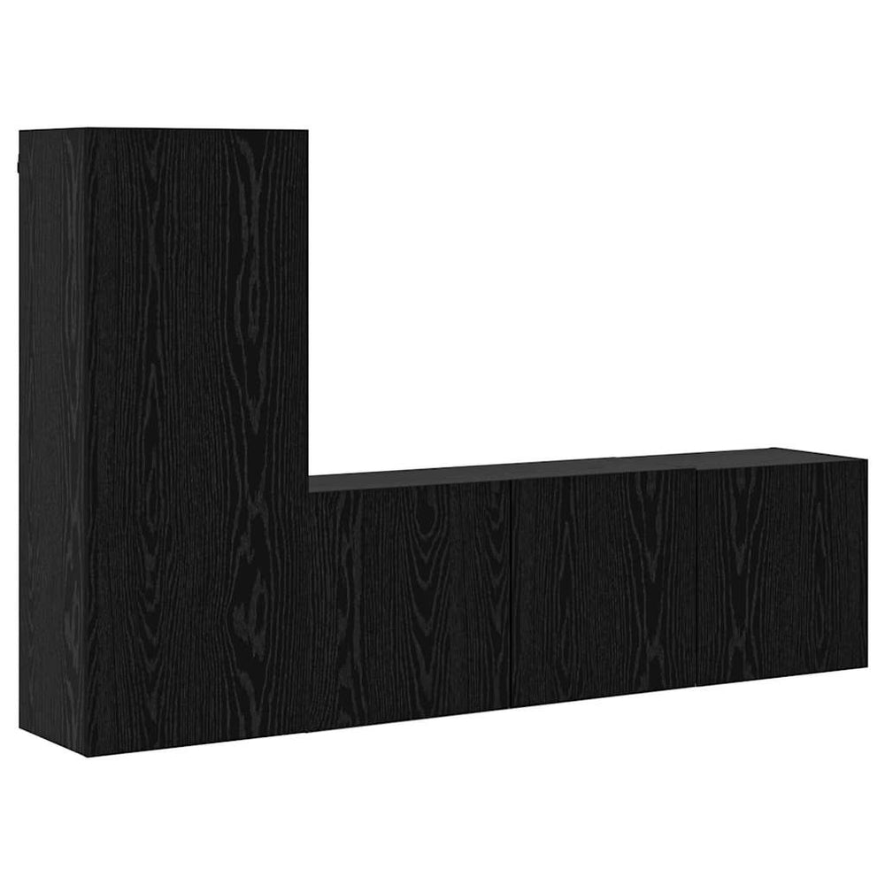 vidaXL TV Wall Units 5 pcs Black Oak Look Engineered Wood