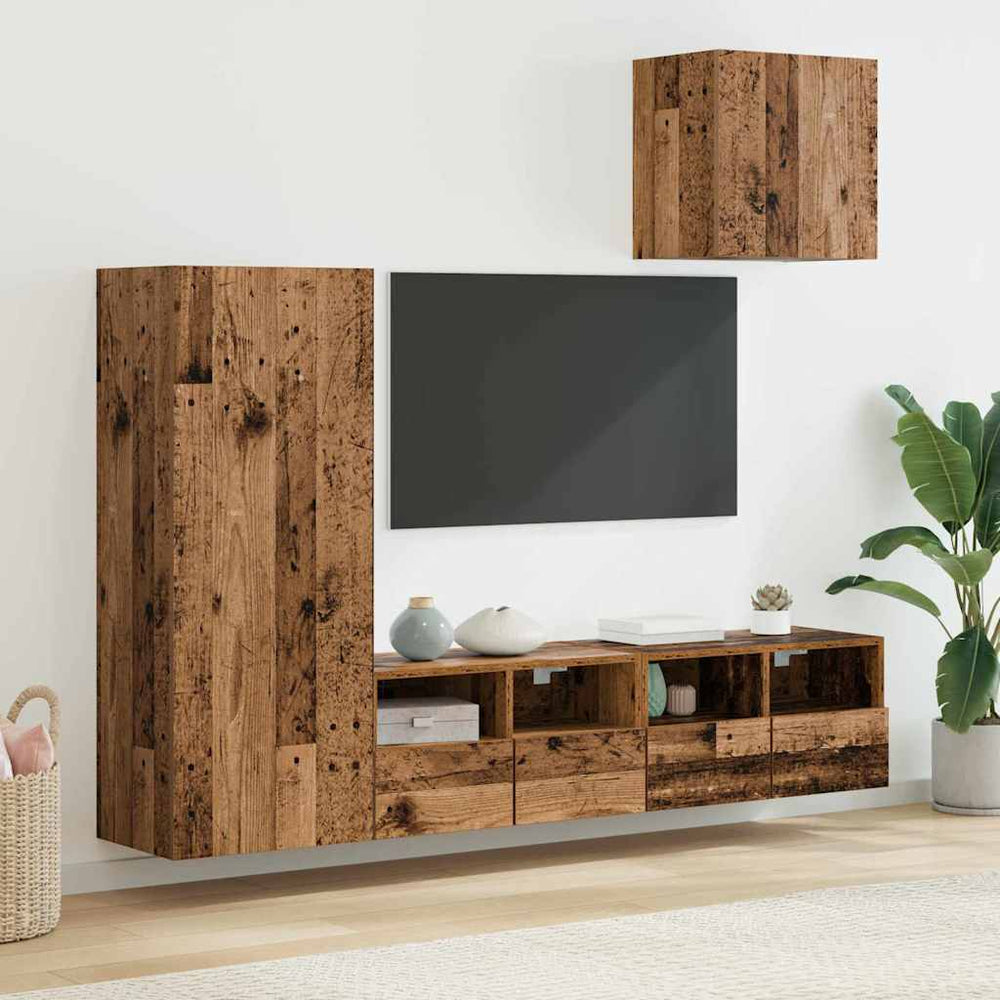 vidaXL TV Wall Units 4 pcs Reclaimed Wood Engineered Wood