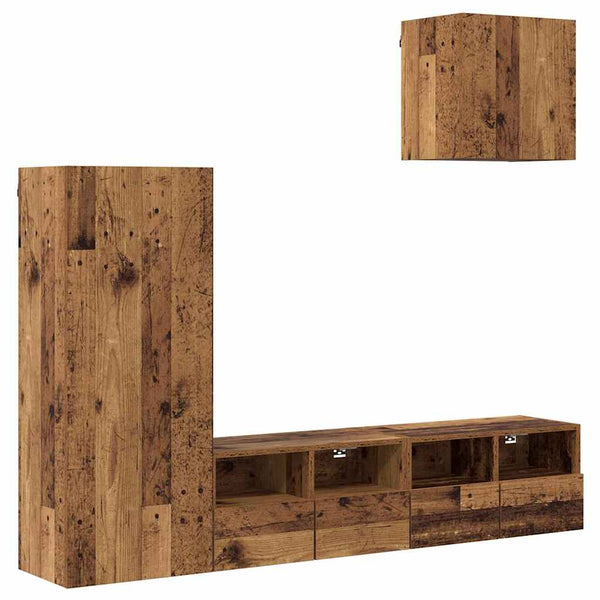 vidaXL TV Wall Units 4 pcs Reclaimed Wood Engineered Wood