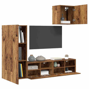 vidaXL TV Wall Units 4 pcs Reclaimed Wood Engineered Wood