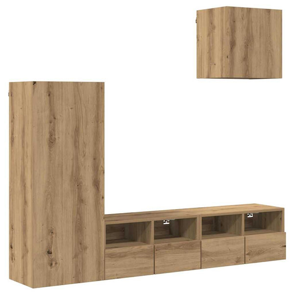 vidaXL TV Wall Units 4 pcs Engineered Wood Artisan Oak