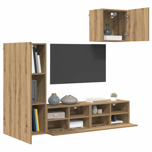 vidaXL TV Wall Units 4 pcs Engineered Wood Artisan Oak