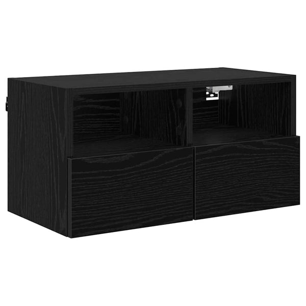 vidaXL TV Wall Units 4 pcs Black Oak Look Engineered Wood