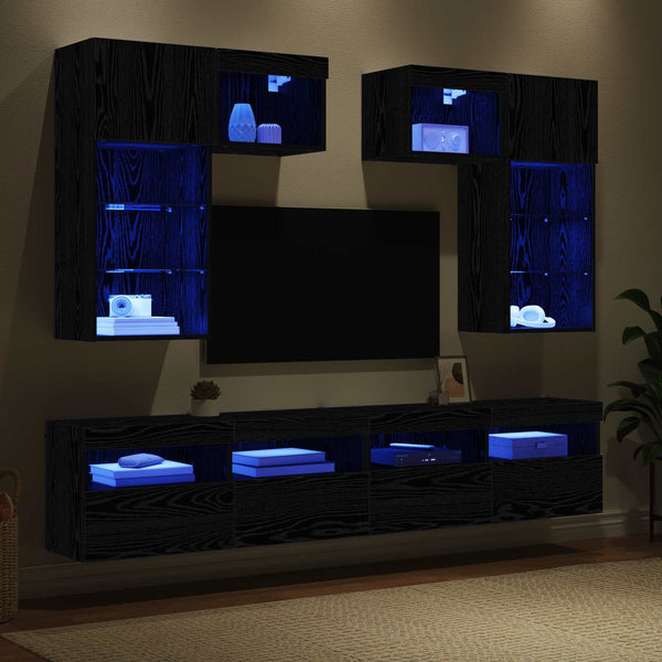 vidaXL TV Wall Units Wall-Mounted 6 pcs Artisan Oak Engineered Wood