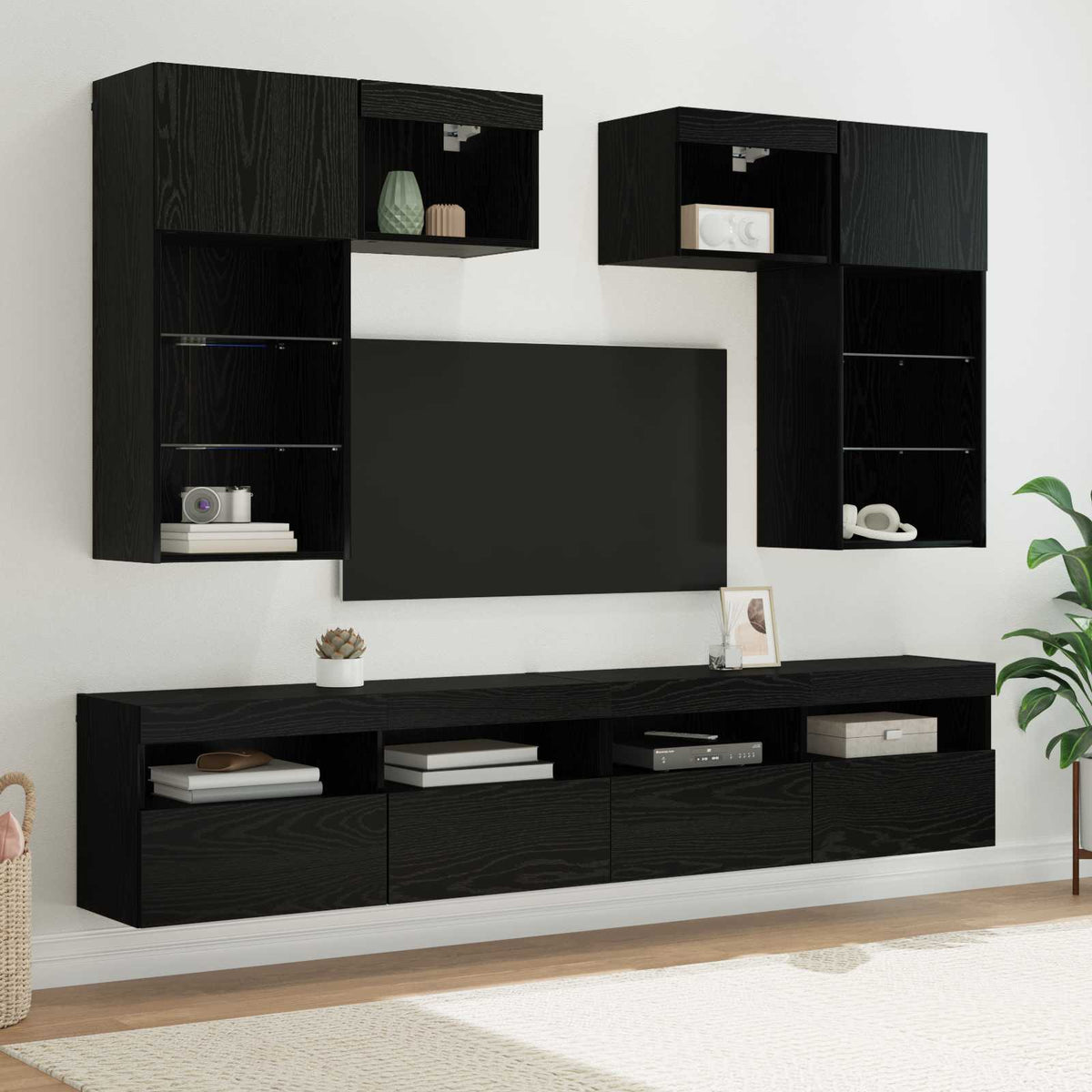 vidaXL TV Wall Units Wall-Mounted 6 pcs Artisan Oak Engineered Wood