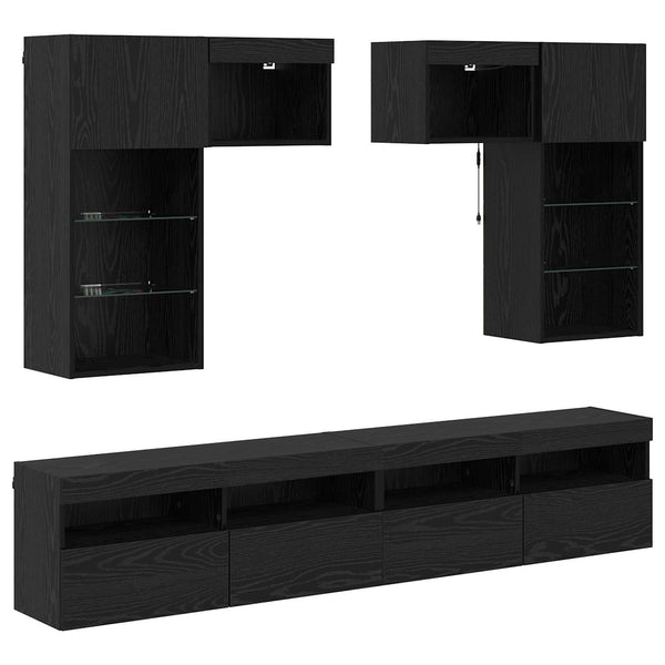 vidaXL TV Wall Units Wall-Mounted 6 pcs Artisan Oak Engineered Wood