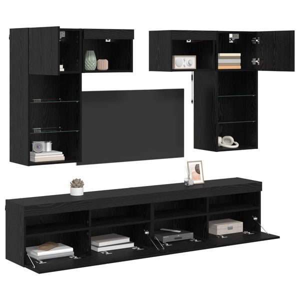 vidaXL TV Wall Units Wall-Mounted 6 pcs Artisan Oak Engineered Wood