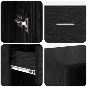 vidaXL Highboard Black Oak Look 50 x 42.5 x 225 cm Engineered Wood