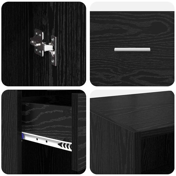 vidaXL Highboard Black Oak Look 50 x 42.5 x 225 cm Engineered Wood