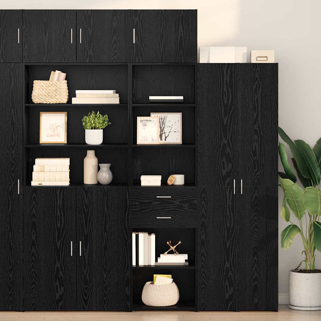 vidaXL Highboard Black Oak Look 50 x 42.5 x 225 cm Engineered Wood