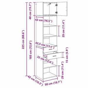 vidaXL Highboard Black Oak Look 50 x 42.5 x 225 cm Engineered Wood