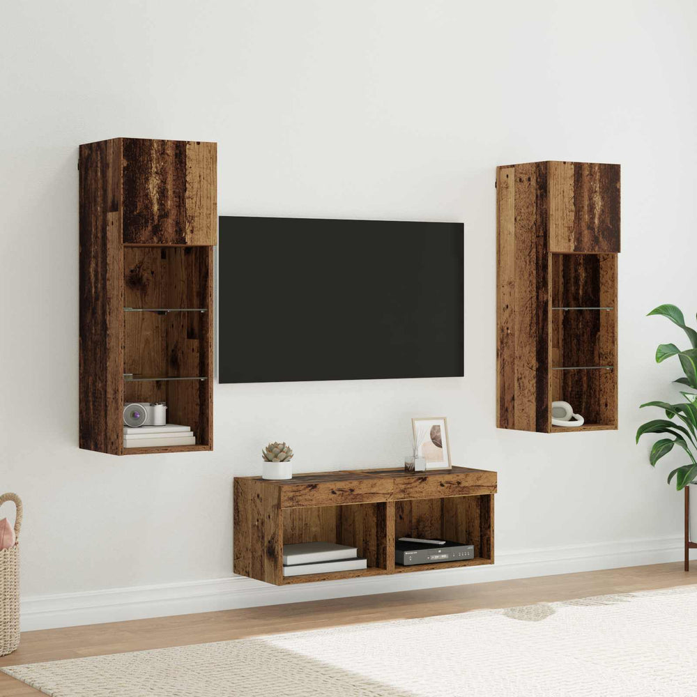 TV-Wandregale 4er Set Artisan Eiche