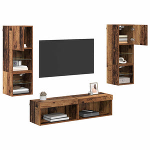 TV-Wandmöbel mit LED Altholz Optik