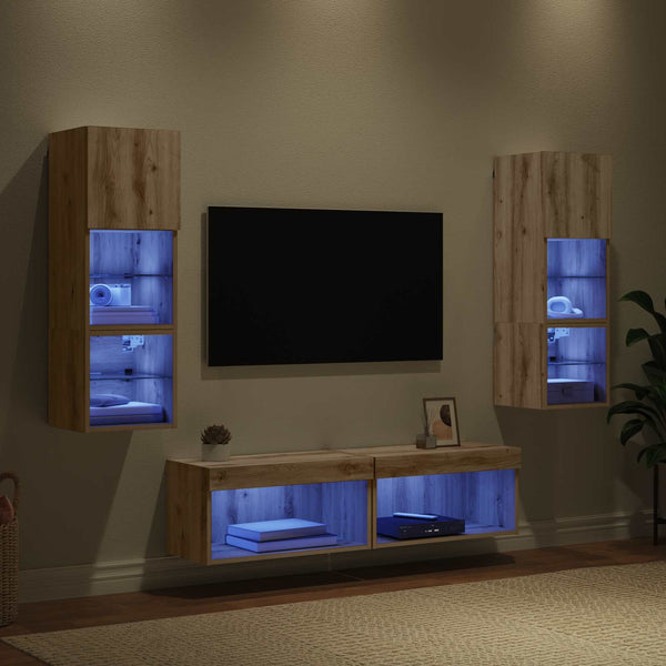 TV-Wandmöbel Set Artisan-Eiche 6-teilig