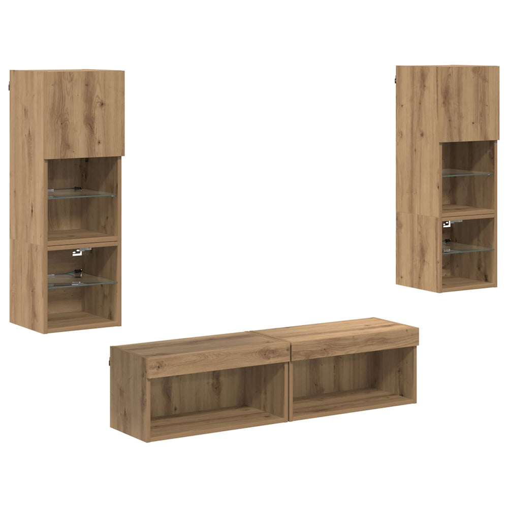 TV-Wandmöbel Set Artisan-Eiche 6-teilig