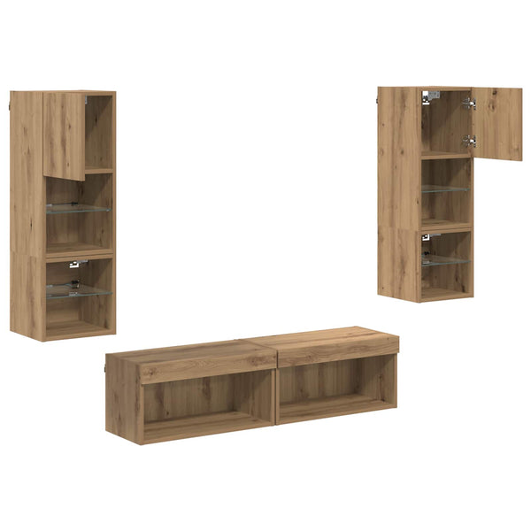 TV-Wandmöbel Set Artisan-Eiche 6-teilig