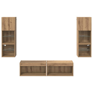 TV-Wandmöbel Set Artisan-Eiche 6-teilig