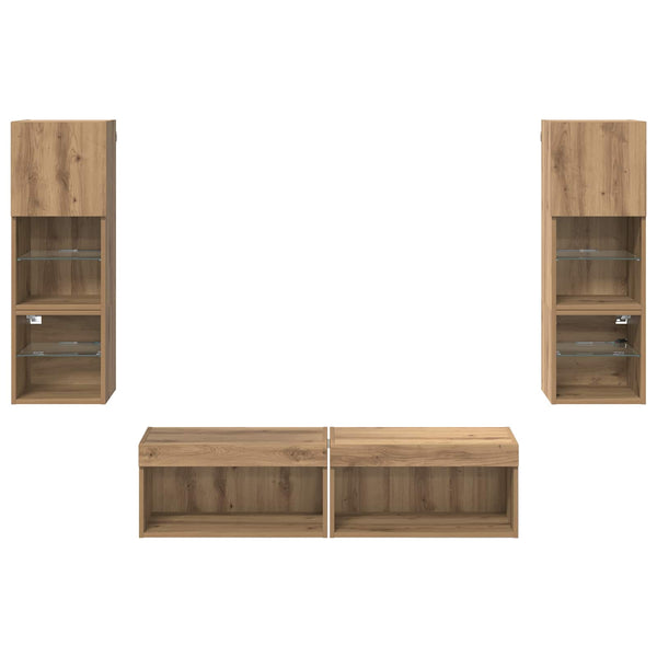 TV-Wandmöbel Set Artisan-Eiche 6-teilig
