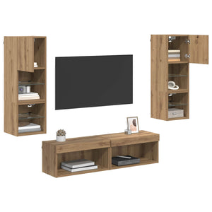 TV-Wandmöbel Set Artisan-Eiche 6-teilig