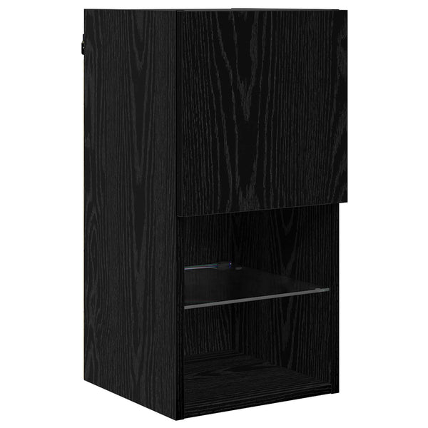 TV-Wandmöbel Set Schwarz Eichenoptik